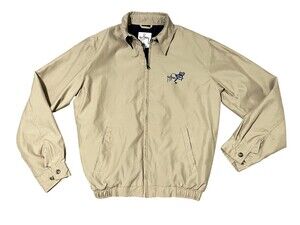 Guy Harvey Jacket Mens Small Tan Marlin Fishing Boat Graphic Lined Windbreaker